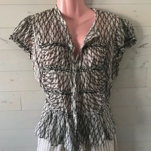 Max Edition Black White Women's Blouse Large